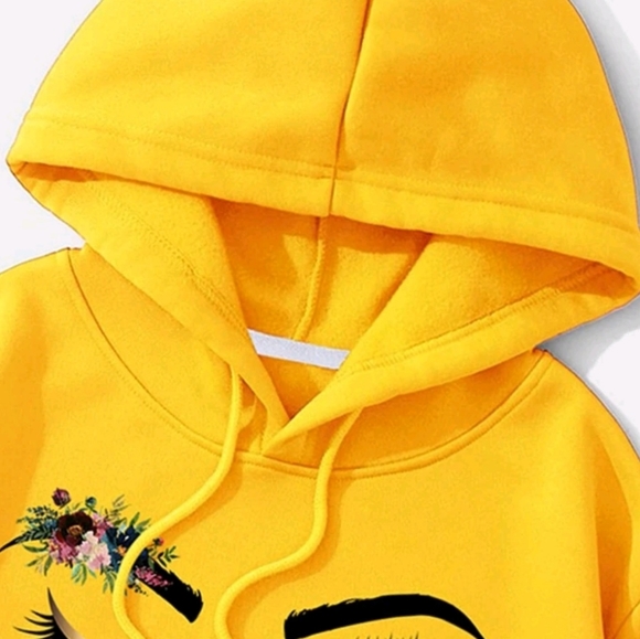 Cropped Yellow Hoodie Sz M NWT - Picture 3 of 4